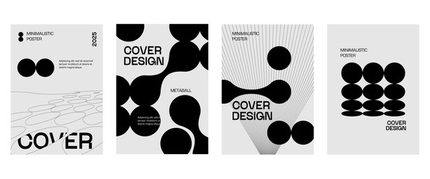 posters with silhouette minimalistic basic figures, extraordinary graphic assets of geometrical shapes swiss style. modern minimal monochrome print brutalist.