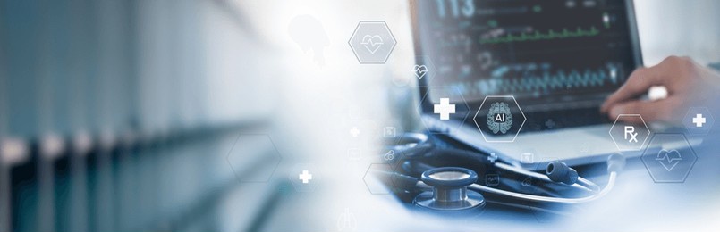 medical technology healthcare and medicine concept. doctor, cardiologist using laptop computer analyzing ekg report with ai data analysis for medical diagnosis, innovative health technology background