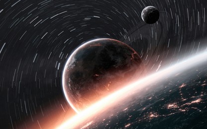 3d illustration of beautiful cosmic scene with planets. high quality digital space art in 5k - realistic visualization