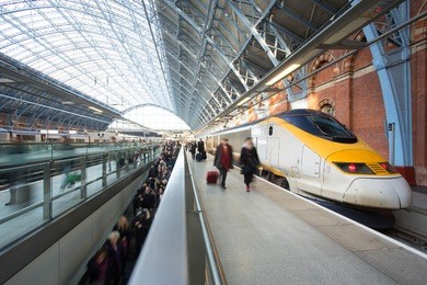 london train tube station blur people movement king cross st. pancras