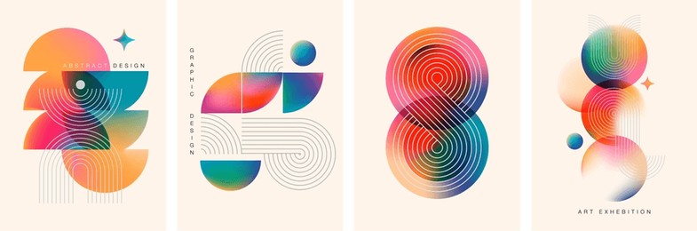 abstract geometric linear background design collection. bauhaus modern design, printable posters, banners, template concept design. vector illustrations