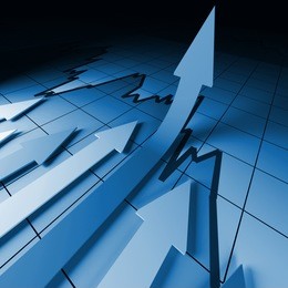 3d business background image, arrown on stat