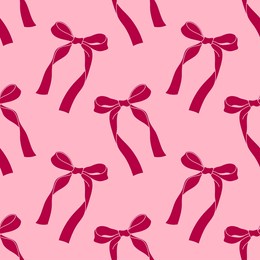 seamless pattern with ribbon bows. ballet, coquette core print. hand drawn pink girly background for fabric, wrapping paper, textile