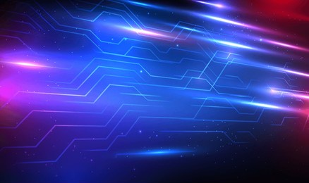 perspective cyber sci fi circuit technology background. abstract 3d futuristic circuit lines movement motion for advertising and game. glowing binary code. digital innovation tech. sci fi vector eps10