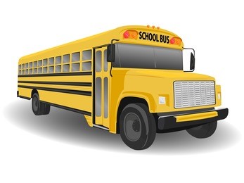 traditional american school bus illustration on white