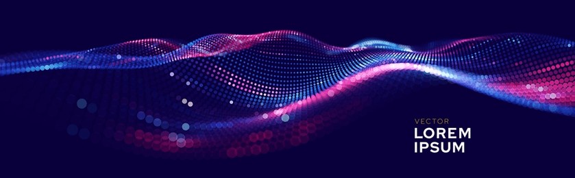 cyber big data flow particles tech business or science background. medical research or tech innovation online webinar presentation event. conference or forum vector illustration backdrop.