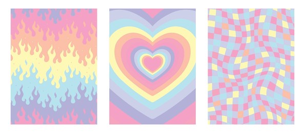 vector set. contemporary compositions with geometric figures. abstract posters.  groovy wall decor.