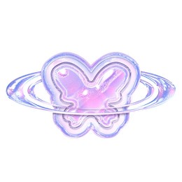 butterfly in rings y2k element with pastel hologram holographic chrome 3d effect