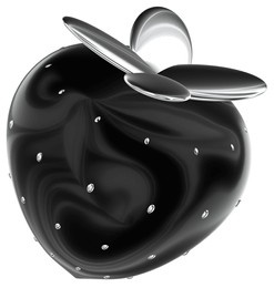 strawberry 3d y2k black silver metallic chrome illustration