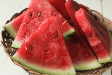 pieces of red watermelon on the table