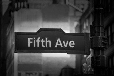 fifth avenue sign 5 th av new york manhattan usa black & white