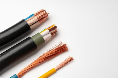 closeup of a electric cable on a white background