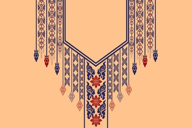 vector design for collared shirts, shirts, t-shirts. geometric elements and thai ethnic patterns, embroidery for textile fabrics. geometric neck graphic design of aztec wear.