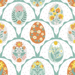 seamless vector pattern with easter eggs in folk style. ideal for printing on fabric, wrapping paper, greeting cards, and holiday home decor. 