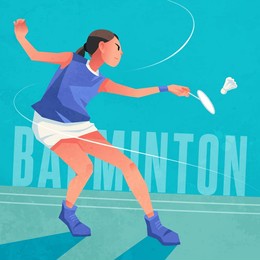 hand drawn illustration of a badminton player