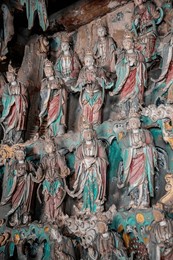 ancient statues of figures in shuanglin temple, a large buddhist temple in the shanxi province of china. founded in the 6th century, parts of unesco world heritage site. 