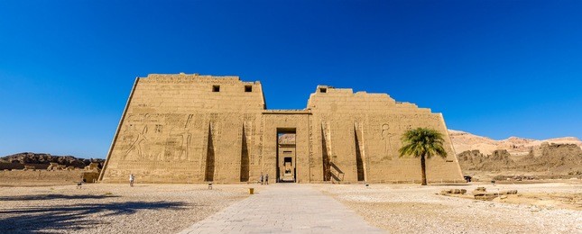 the mortuary temple of ramses iii near luxor in egypt