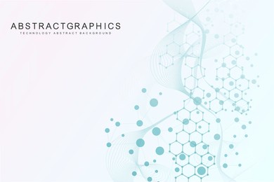 modern abstract molecules structure for science or medical background. dna helix or atom visualization. molecular wave flow abstract background. vector illustration