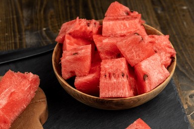 sliced ripe red watermelon , fresh watermelon cooked for nutrition