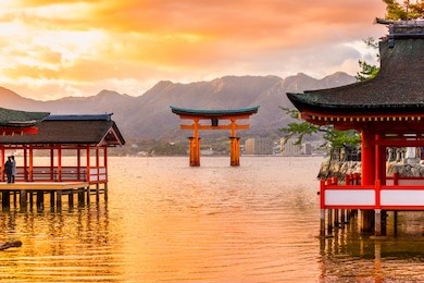 miyajima, the  famous floating torii gate, japan.