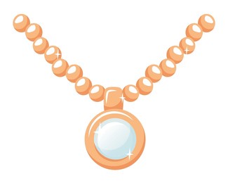 precious pendant with pearl. golden chain and sparkling accessories from pearly gemstone. jewellery icon. vintage luxury ornament. vector illustration