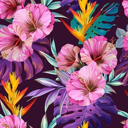 tropical pattern. paradise plants and flowers. hawaiian pattern. exotic, tropics