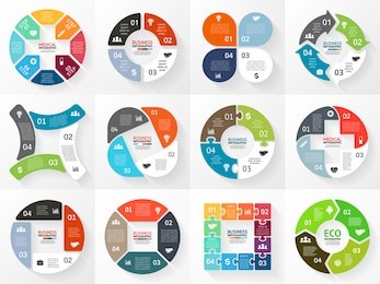 vector circle arrows stripe infographics set. template for cycle diagram, graph, presentation and round chart. business concept with 4 options, parts, steps or processes. marketing data brochure.