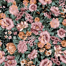 flower seamless pattern on black background