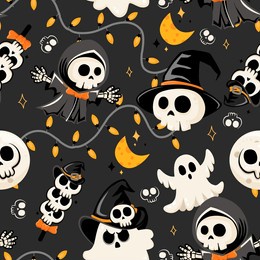 seamless pattern happy halloween day. vector illustration.
