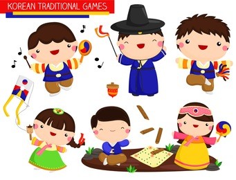 korean traditional games vector set