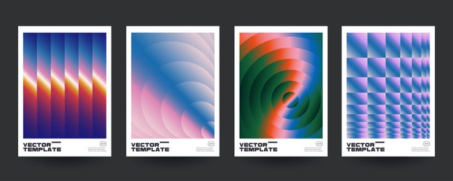 minimal posters with retro gradient shapes and patterns. vector design.