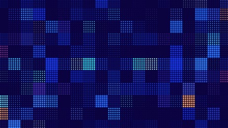 abstract digital technology futuristic background. square pixels halftone pattern tech mosaic. technology or science research presentation backdrop. vector illustration.