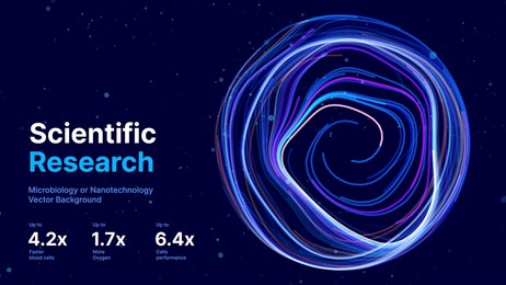 abstract science cell scientific medical research background. blue 3d sphere backdrop particles effect. futuristic chemistry physics microbiology concept. tech bg vector illustration.