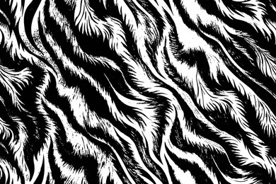 seamless black and white tiger fur pattern for textile and wallpaper design.