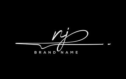 nj letter beauty handwriting vector logo. 