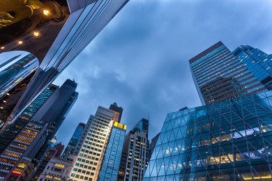 modern building from low angle at night 