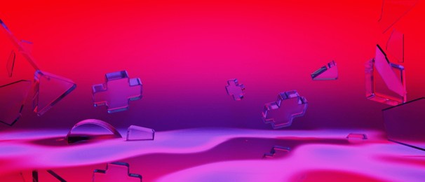 3d illustration rendering of y2k gamer technology futuristic cyberpunk sci-fi display podium, gaming scifi stage pedestal abstract  background