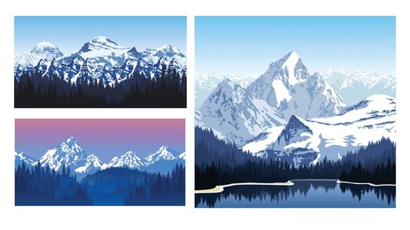 mysterious snow mountain landscape vector