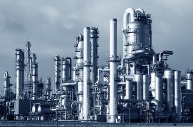 pipelines of a oil and gas refinery industrial plant.