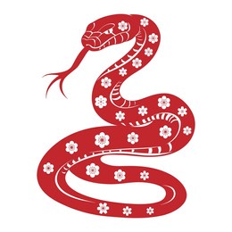 year of the snake. symbol of snake with floral design
