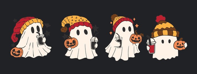 cute ghost halloween slogan retro design t-shirt design.