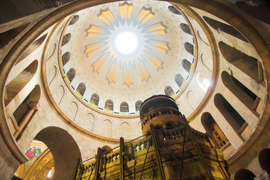 dome in the church of the holy sepulchre, jerusalem, israel