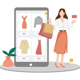 woman doing online shopping illustration
