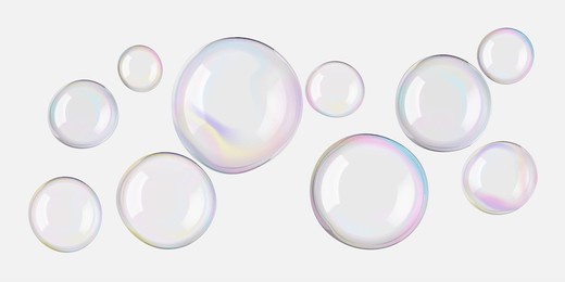 cosmetic serum gel drop texture. transparent liquid oil water, soap bubble float. skincare isolated face essence cleanser. iridescent glossy round light shapes. shiny reflection, flying bath elements