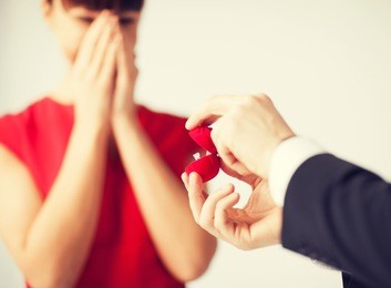 picture of couple with wedding ring and gift box
