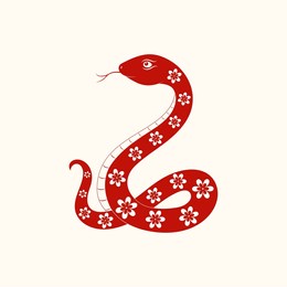 red snake. symbol of the new year 2025. vector illustration.