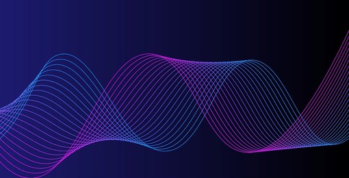 abstract glowing wave lines on dark blue background. dynamic wave pattern. modern flowing wavy lines. futuristic technology concept. suit for banner, poster, cover, brochure, flyer, website