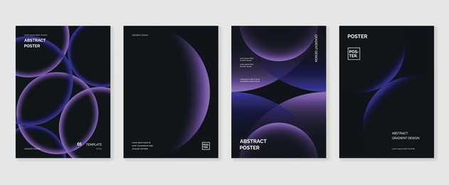 modern gradient poster background vector set. minimalist style cover template with monotone perspective geometric prism shapes collection. ideal design for social media, cover, banner, flyer.