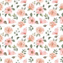 pink delicate floral watercolor seamless pattern