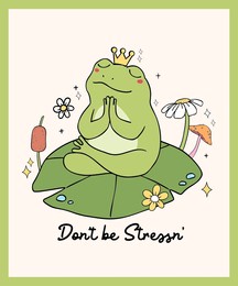 retro frog self love meditation groovy drawing wall art printable